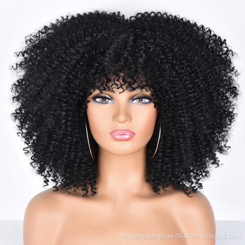 Wholesale supplier afro kinky curly synthetic headband wigs for black women short headband wigs high temperature resistant fiber